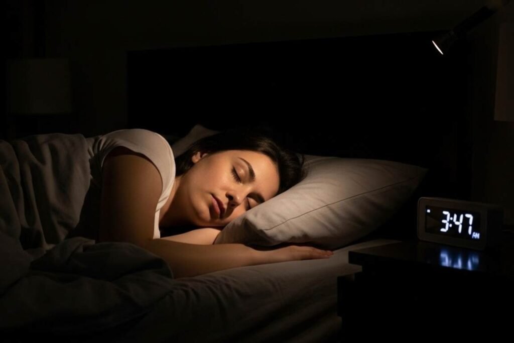 Mulher dormindo à noite