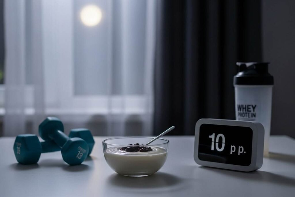 Pudim secreto sobre uma mesa com dois alteres um relógio e uma garrafa de água