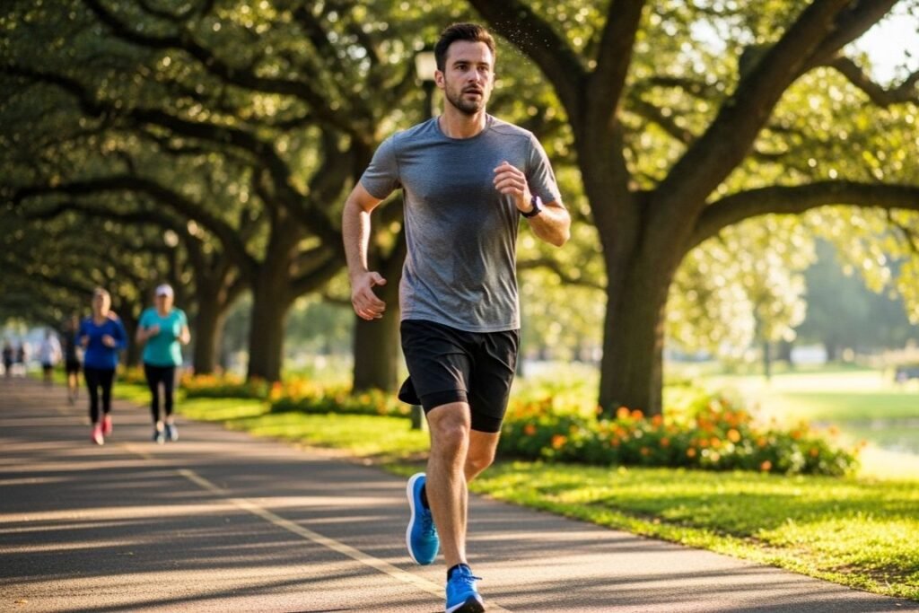 Homem correndo no parque - Como o Exercício Físico Impacta Sua Saúde Mental