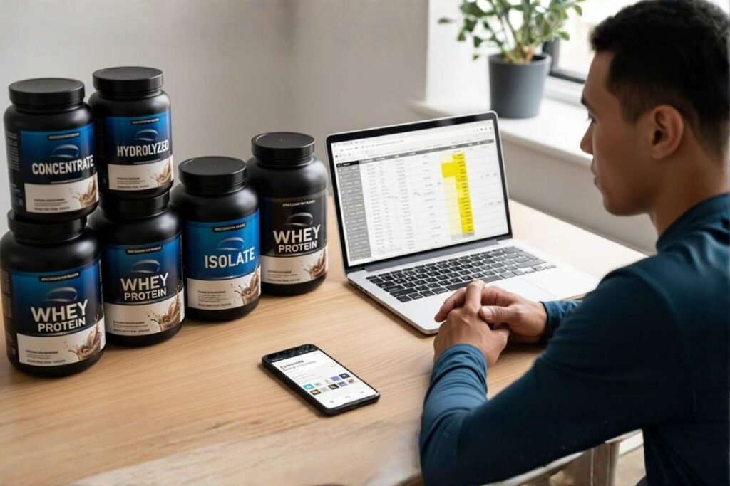 homem estudando qual whey protein comprar