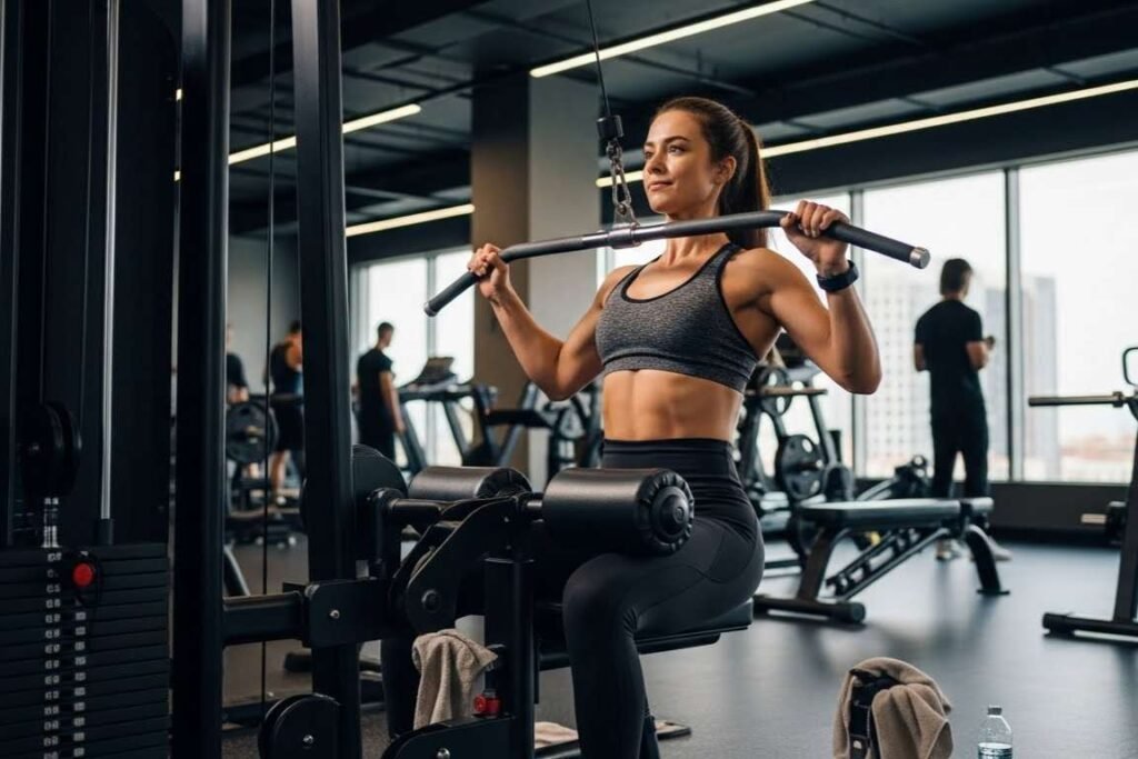 Mulher treinando na academia - A Importância dos Dias de Descanso: Por Que Seu Corpo Precisa Pausar Para Crescer