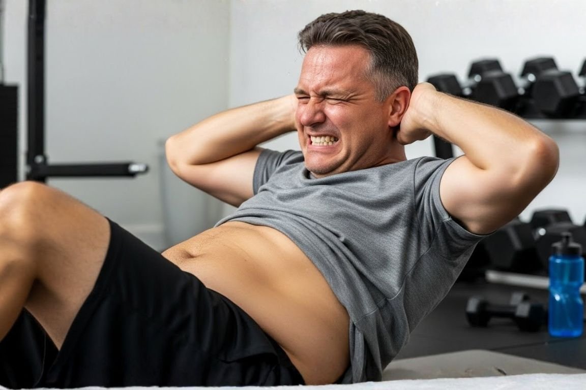 homem fazendo abdominal para perder a pochete - Estilo de Vida Fitness e Cortisol