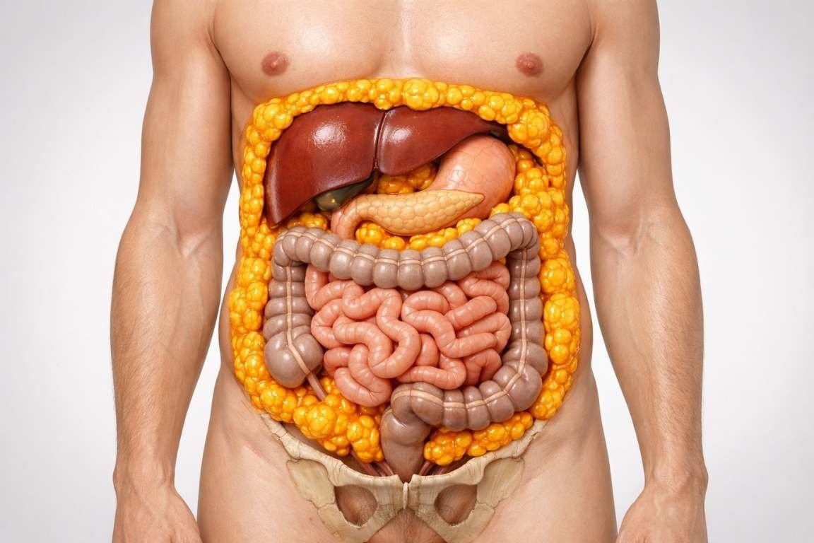 Imagens dos órgãos internos com a gordura visceral - Gordura Visceral: O Guia Completo sobre a Gordura Mais Perigosa para a sua Saúde