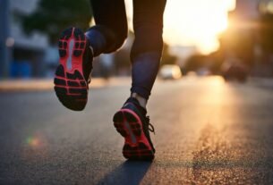 Imagem de pernas de uma pessoa correndo na rua com o sol ao fundo - Como Melhorar sua Técnica de Corrida e Evitar Lesões