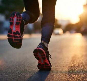 Imagem de pernas de uma pessoa correndo na rua com o sol ao fundo - Como Melhorar sua Técnica de Corrida e Evitar Lesões