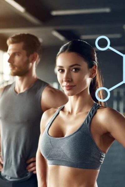 Uma mulher jovem olhando para frente e um homem ao fundo - Estilo de Vida Fitness e Cortisol: Como Equilibrar Saúde e Performance