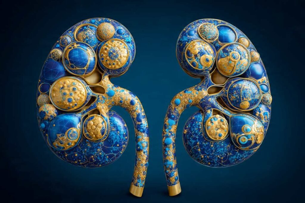 Ilustração dos rins e glânduras supra-renais - O Hormônio Secreto Que Acumula Gordura na Sua Barriga