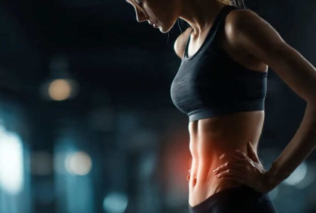 Mulher jovem na academia com a barriga a mostra - O Hormônio Secreto Que Acumula Gordura na Sua Barriga