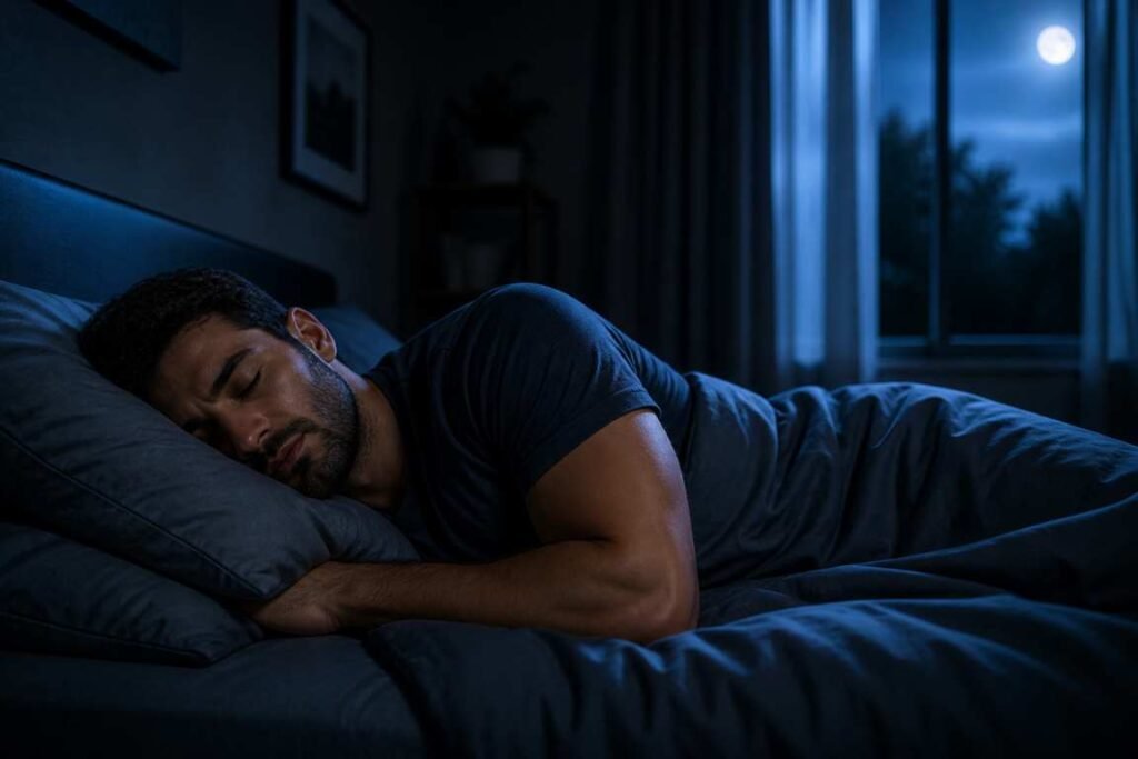 Homem domindo em um quarto escuro - Você Pode Estar Desperdiçando Seu Treino