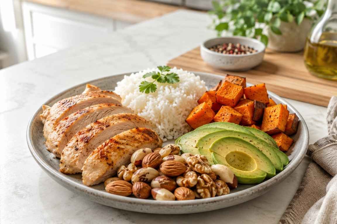Um lindo prato com comida saudálvel - O que são Macronutrientes